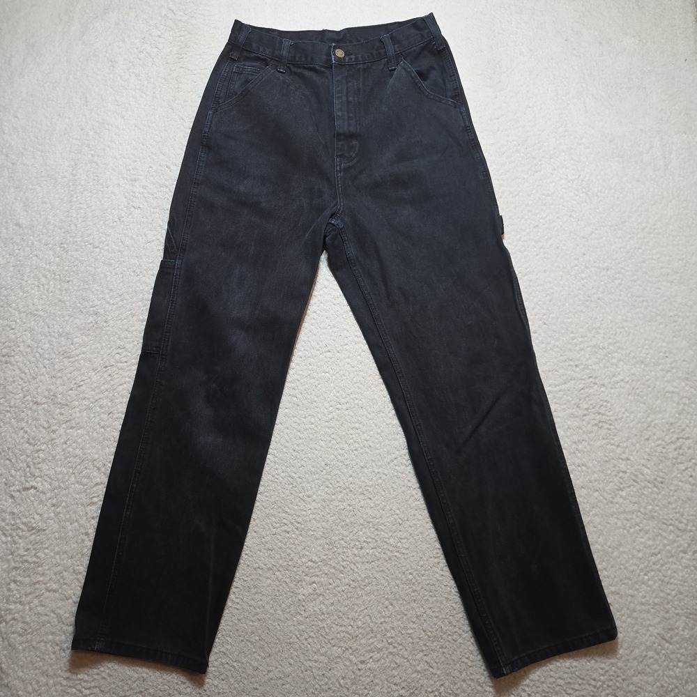 John Galt Carpenter Pants Womens Medium Black Canvas Work Wear Faded Distressed